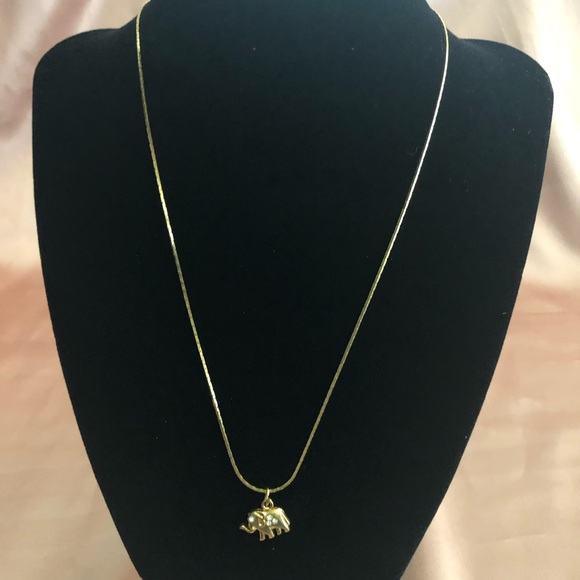 Gold Toned Elephant Necklace - Picture 2 of 4